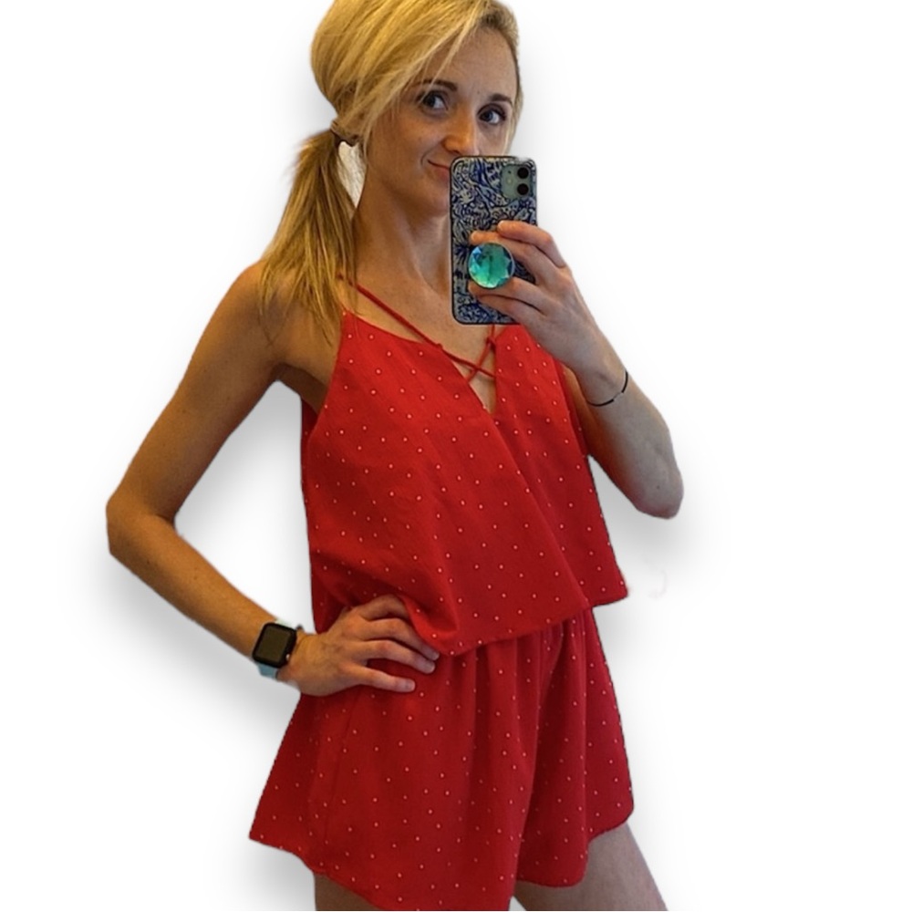 Willy Jay’s Red & White Polka Dot Romper | July 4th | Size Small